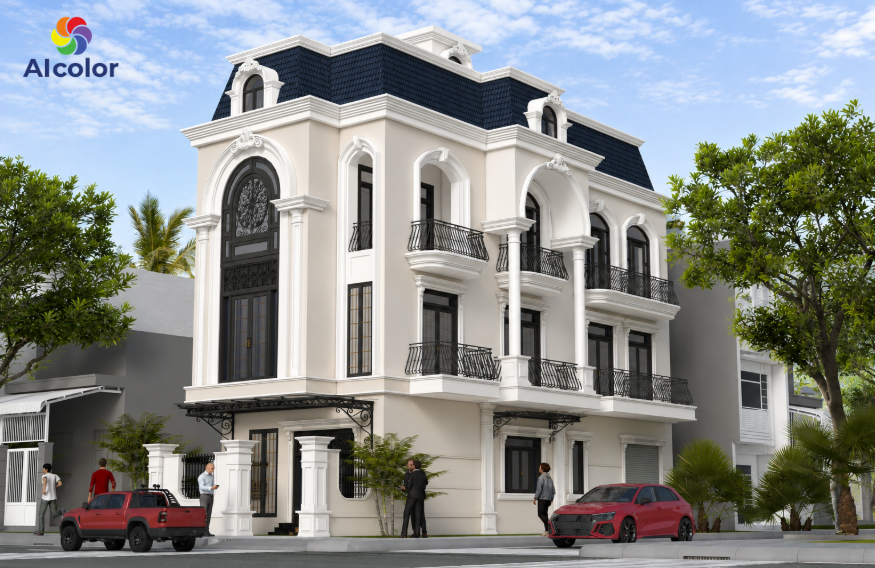 Mẫu phối m&agrave;u sơn biệt thự t&acirc;n cổ điển