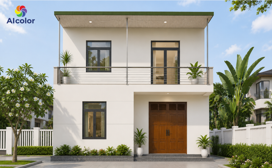 M&agrave;u sơn nh&agrave; phố 2 tầng