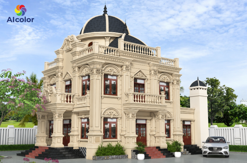Sơn nh&agrave; m&agrave;u be s&aacute;ng v&agrave; be nhạt tinh tế