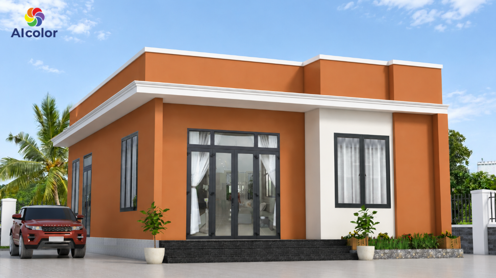 Sơn nh&agrave; hộp m&agrave;u cam đất gần gũi