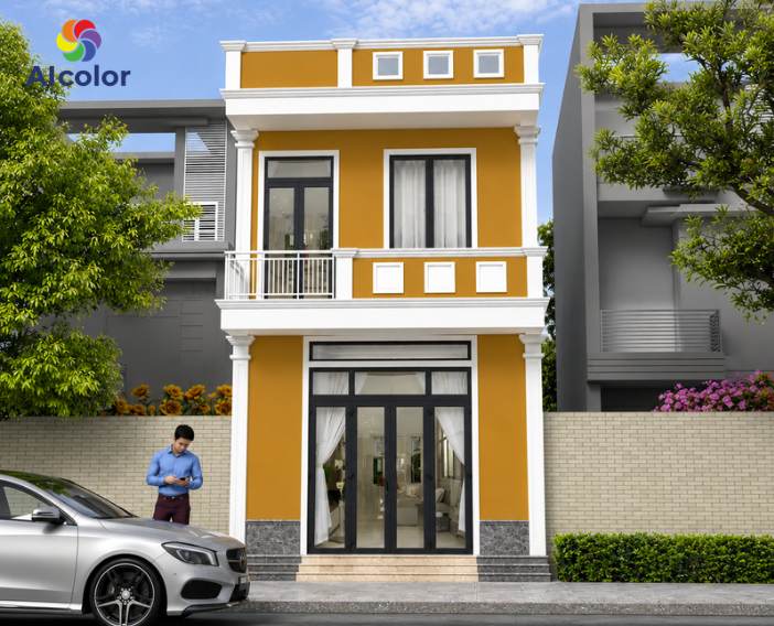 Sơn mặt tiền nh&agrave; phố sử dụng m&agrave;u hổ ph&aacute;ch