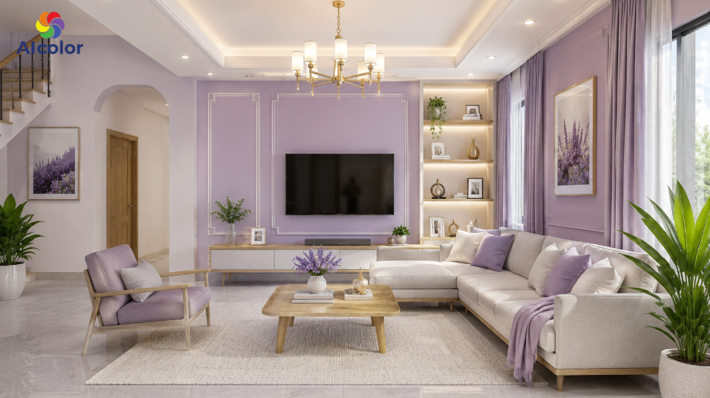Phối m&agrave;u t&iacute;m khoai m&ocirc;n với nội thất hiện đại