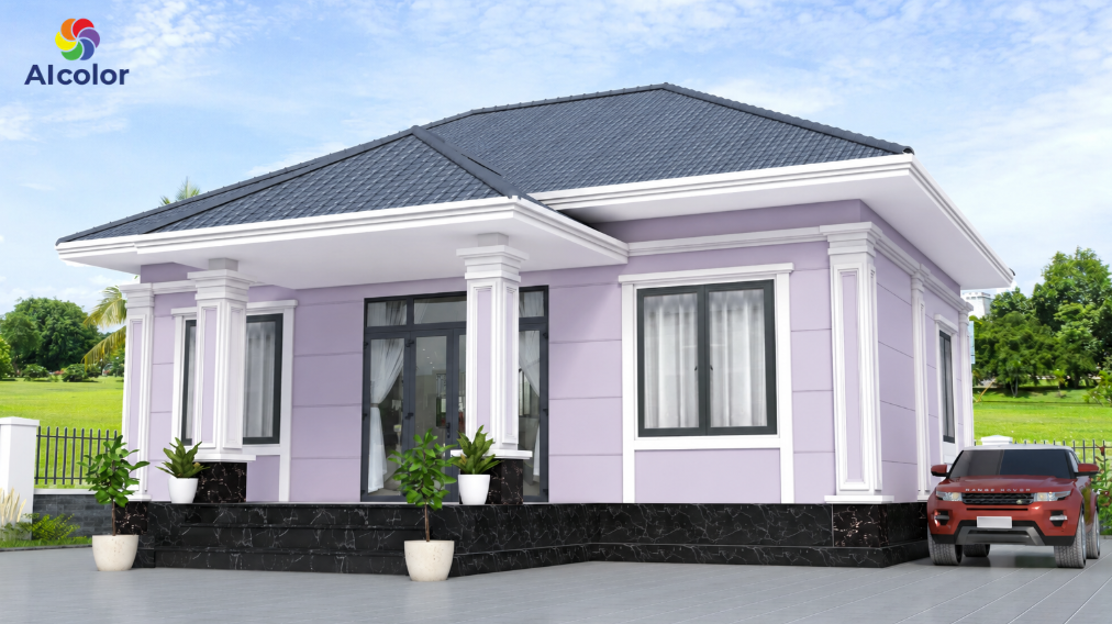 Sơn nh&agrave; cấp 4 m&agrave;u t&iacute;m khoai m&ocirc;n