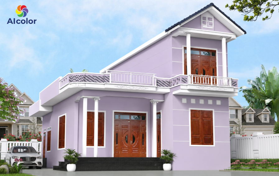 Sơn nh&agrave; m&aacute;i Th&aacute;i m&agrave;u t&iacute;m khoai m&ocirc;n nổi bật