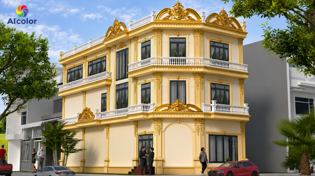 Sơn ngoại thất biệt thự m&agrave;u v&agrave;ng đồng
