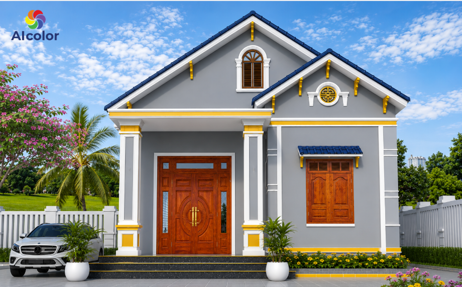Phối m&agrave;u x&aacute;m kh&oacute;i với v&agrave;ng
