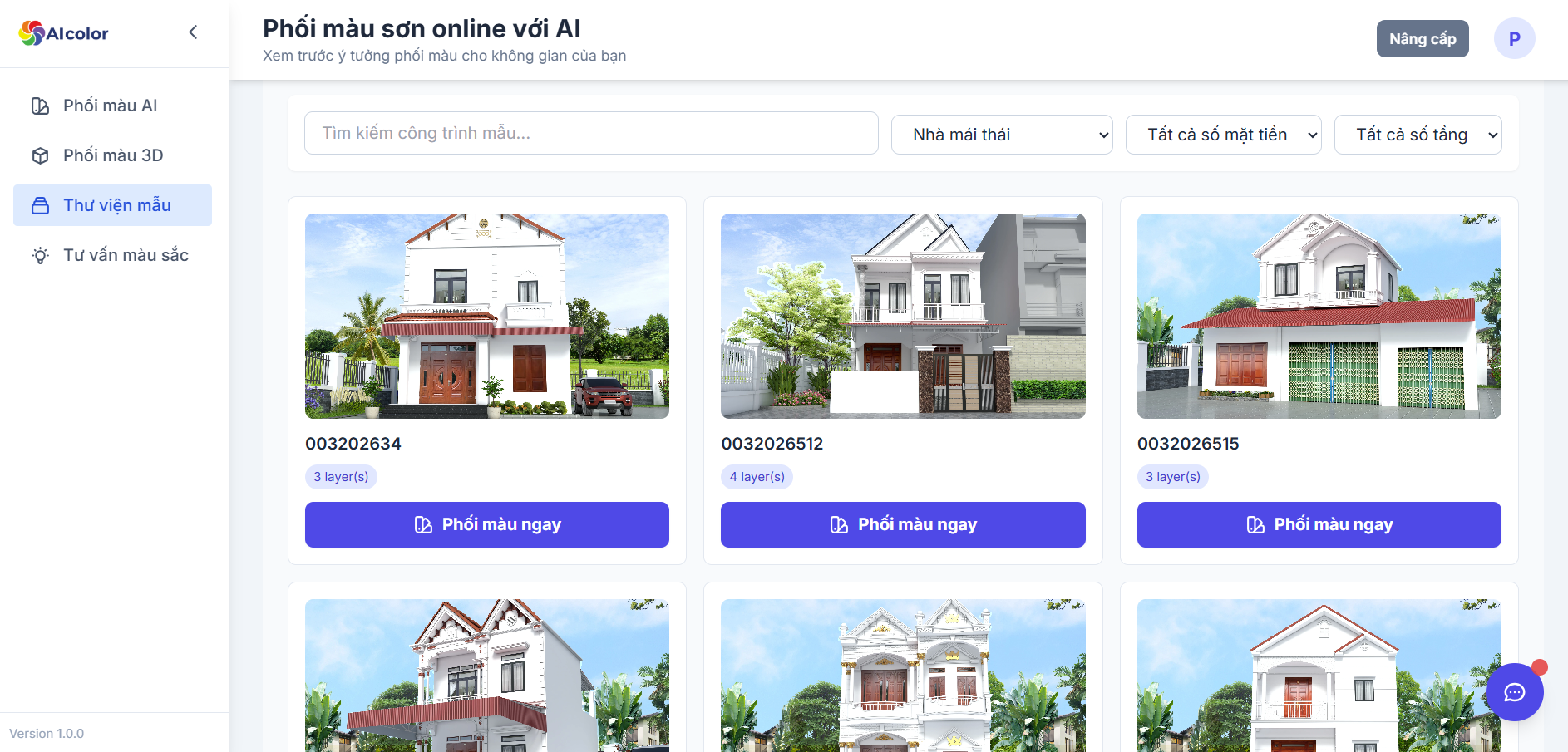 Phối m&agrave;u sơn mặt tiền nh&agrave; m&aacute;i Th&aacute;i c&ugrave;ng AIcolor