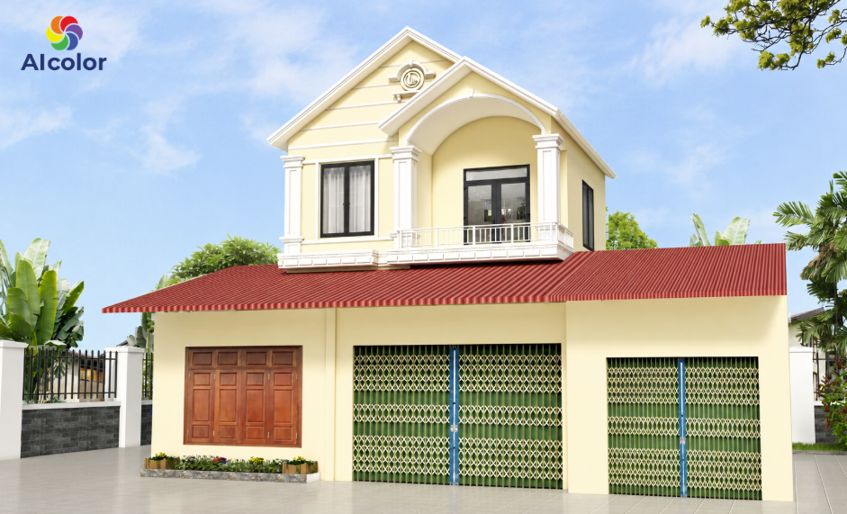 Sơn nh&agrave; m&aacute;i th&aacute;i m&agrave;u v&agrave;ng nhạt